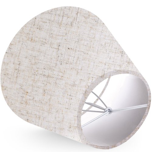 GO&SO Natural Linen Mini Lamp Shades for Chandelier,Clip on Lamp Shade Set of 6 Beige Lamp Shade 4x6x5 IN,Small Lamps Shades Modern Barrel Lamp Shades for Small Table Lamps, Desk Lamps, Pendant Lights