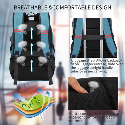CAFELE 17.3 Inch Laptop Backpack,School Backpack,Travel Durable Work Backpck for Women Men,Blue.