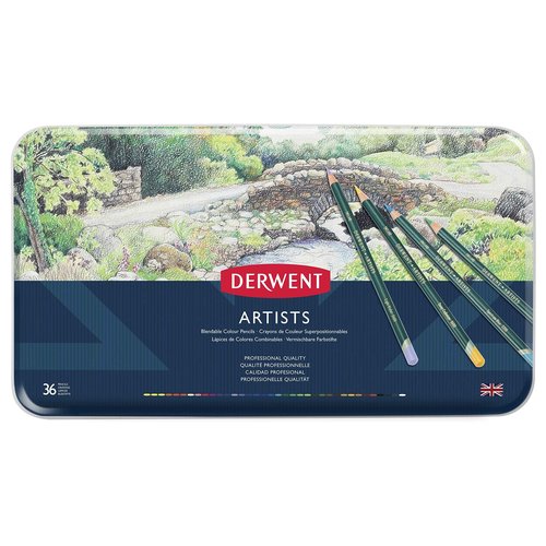 Derwent Artists Colored Pencils, 4mm Core, Metal Tin, 36 Count (32096)