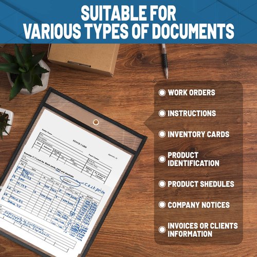 30 Pack Job Ticket Holders 8.5x11 - Work Order Plastic Sleeves for Documents - 8 1/2 x 11 Shop Ticket Holders - Dry Erase Pocket Sleeves - Dry Erase Pockets - Dry Erase Sleeve - Clear Pocket Sleeve