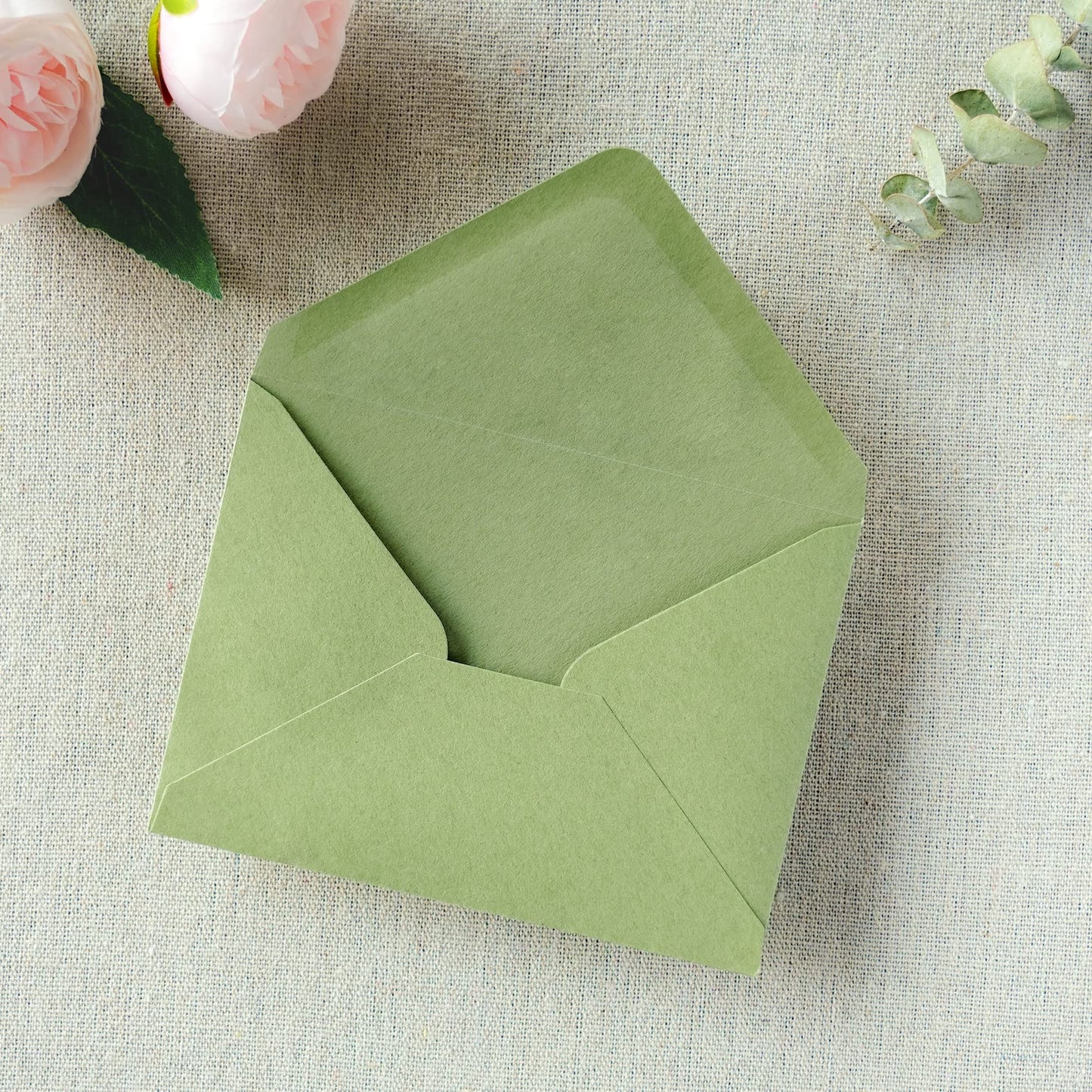 PONATIA 50 Pack A1 Envelopes, 3.62 x 5.2'' Sage Green Envelopes Perfect for RSVP Cards, Christmas Gift Cards Envelope, Baby Showers, Thank You Notes and any 3.5x5" inserts