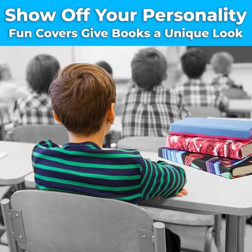 Regine Switzerland Jumbo Book Covers - Easy Apply, Reusable 9x11 Textbook Jackets | Fun Washable Designs for Kids & Teens