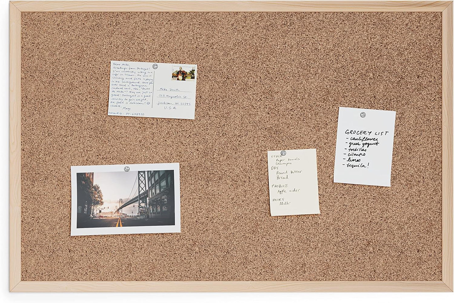 U Brands Cork Bulletin Board - 36" x 24" Inches | Light Birch Wood Frame for Stylish Organization