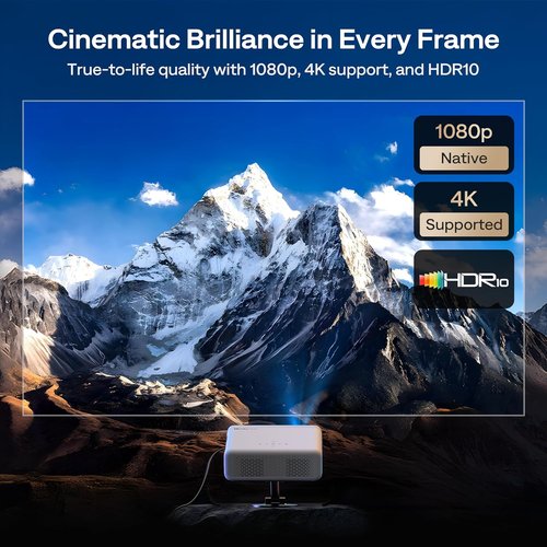 Aurzen EAZZE D1G 4K Smart Projector - WiFi & Bluetooth, Auto Focus, Dolby Audio | Portable Mini for Home & Outdoor
