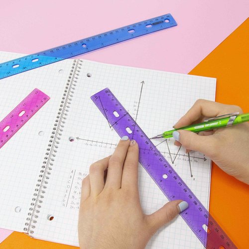 BAZIC Products Jeweltones Color Plastic Ruler 12" (30cm), Inches Centimeter Metric Measuring Drafting Rulers, for Students School Supplies (4/Pack), 24-Packs