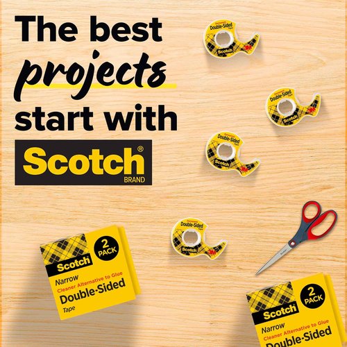 Scotch Double Sided Tape, Permanent Photo-Safe Adhesive, Clear, 1/2 inch x 500 inches per Roll, 10 Rolls (5 Packs of 2) – Scrapbooking, Crafts and Office Supplies