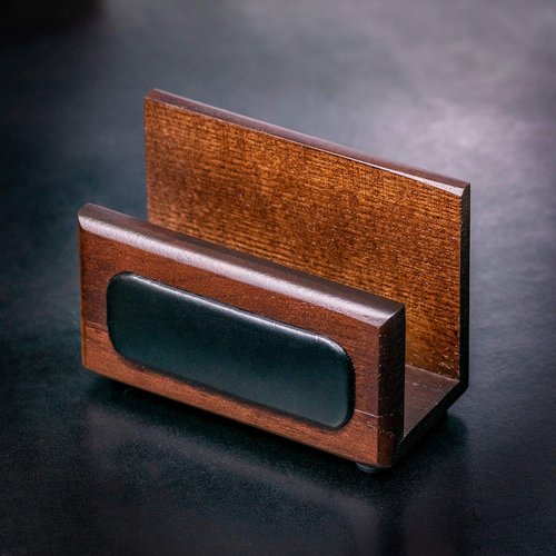 Dacasso Walnut and Leather Business Card Holder