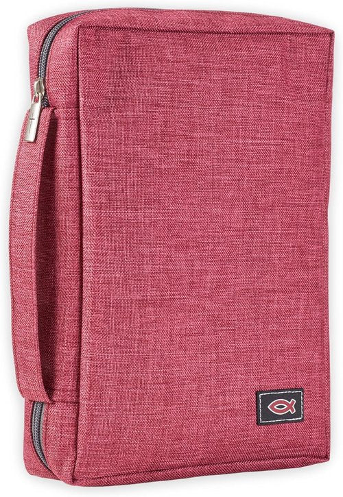 Christian Art Gifts Bible Cover - Jesus Fish Design in Red Canvas | Small Size