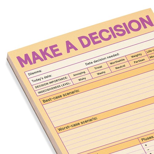 6-Count Knock Knock Make a Decision Pads, Checklist Funny Office Notepads, 6 x 9-inches each (Pastel)