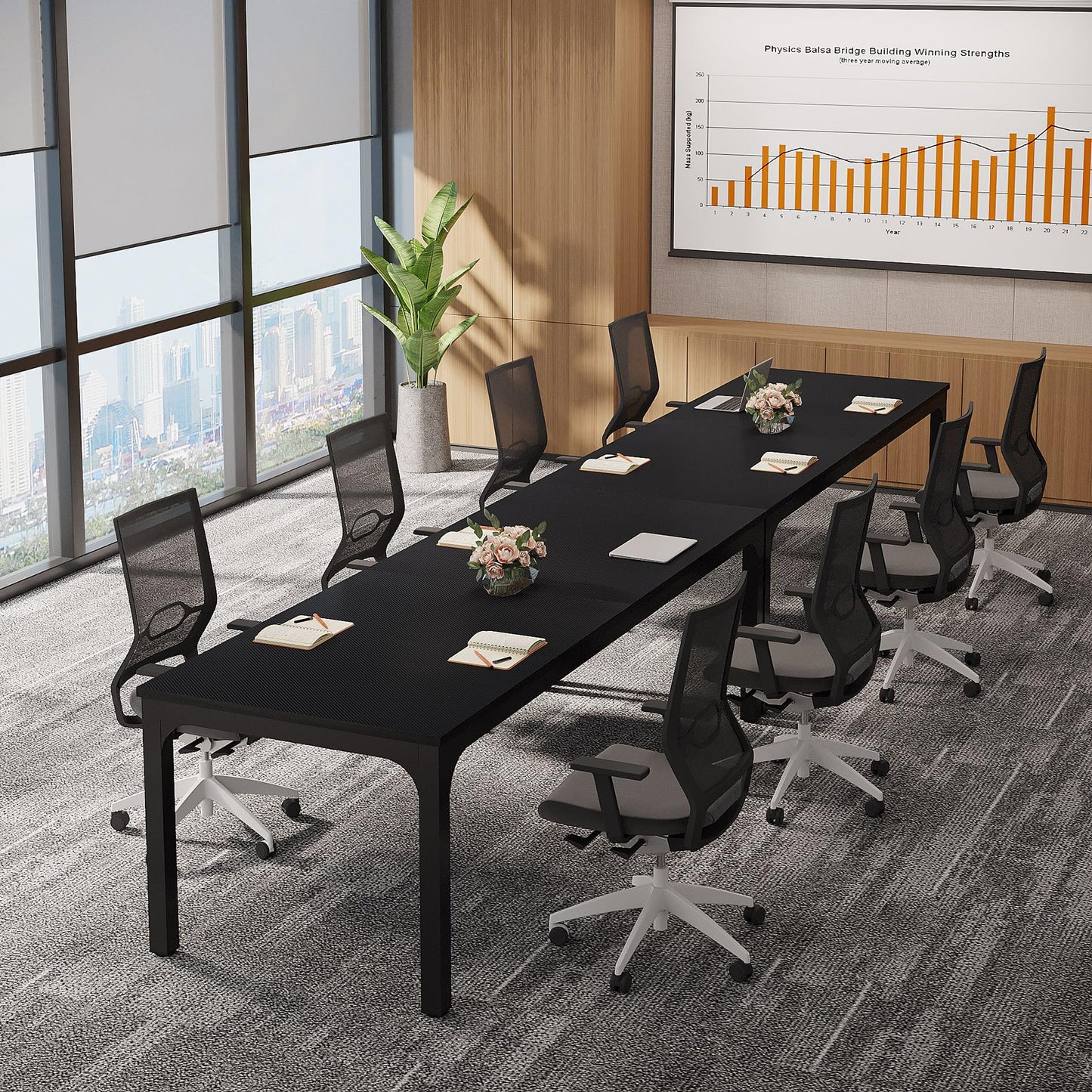 Tribesigns 6.5 FT Conference Room Table, 78.74" W x 27.56" D Large Office Conference Table, Modern Seminar Meeting Table Desk for Boardroom, Meeting Room (1, Black)