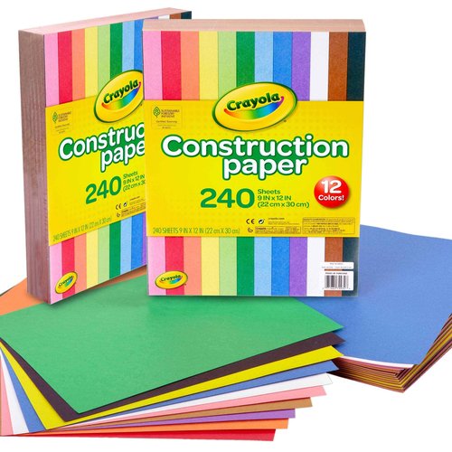 Pacon Super Value Poster Board, 22"X28", White, 50 Sheets and Crayola Construction Paper - 480ct (2 Pack), Bulk School Supplies for Kids
