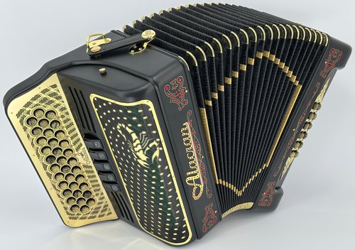 Alacran NAL-3412-5R-BSP-Mi - 34 Button, 12 Bass Accordion, includes Rigid, Real Plywood, Case and Padded Straps