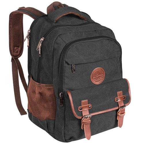 Ama Dablam Premium Original Canvas Backpack | Durable Zippers | Strong Stitching | College Travel | 17”Laptop | 35L [Charcoal Black]