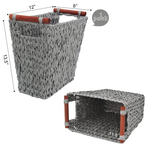 GRANNY SAYS Bundle of 1-Pack Wicker Wastebasket & 1-Pack Wicker Bathroom Wastebaskets