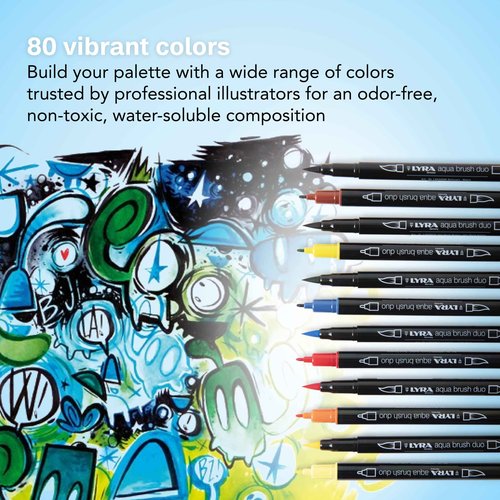 LYRA Aqua Brush Duo Brush Painters, Set of 24 Pens, Assorted Colors (6521240)