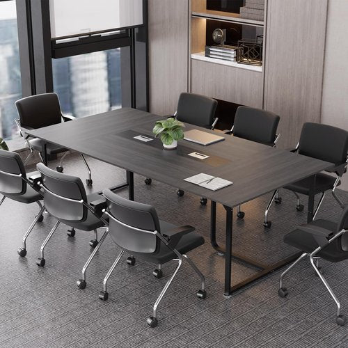 LayBurst 8FT Conference Table,94.4 L x 47.2 W x30.7 H Meeting Seminar Table with Grommet,Stability Enhancement,Large Conference Room Table for Office Meeting (Gray)