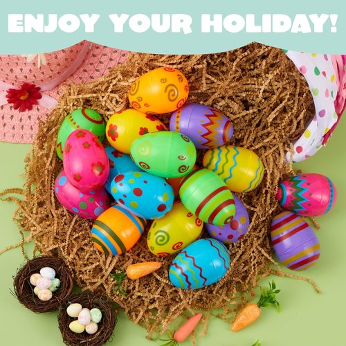 JOYIN 72-Pack Plastic Easter Eggs - Bright, Fillable 3.15'' Eggs for Hunts & Party Favors