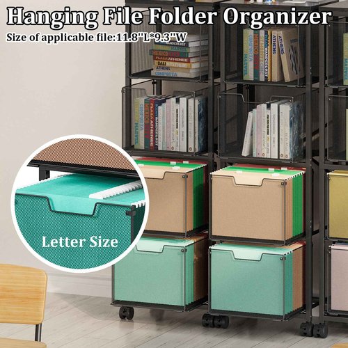 Sbanmao 4 Drawers File Cabinet, Vertical Filing Cabinets, Rolling File Cart, Hanging File Folder Organizer with Wheels, Mobile Printer Stand Utility Craft Cart for Home Office,Black