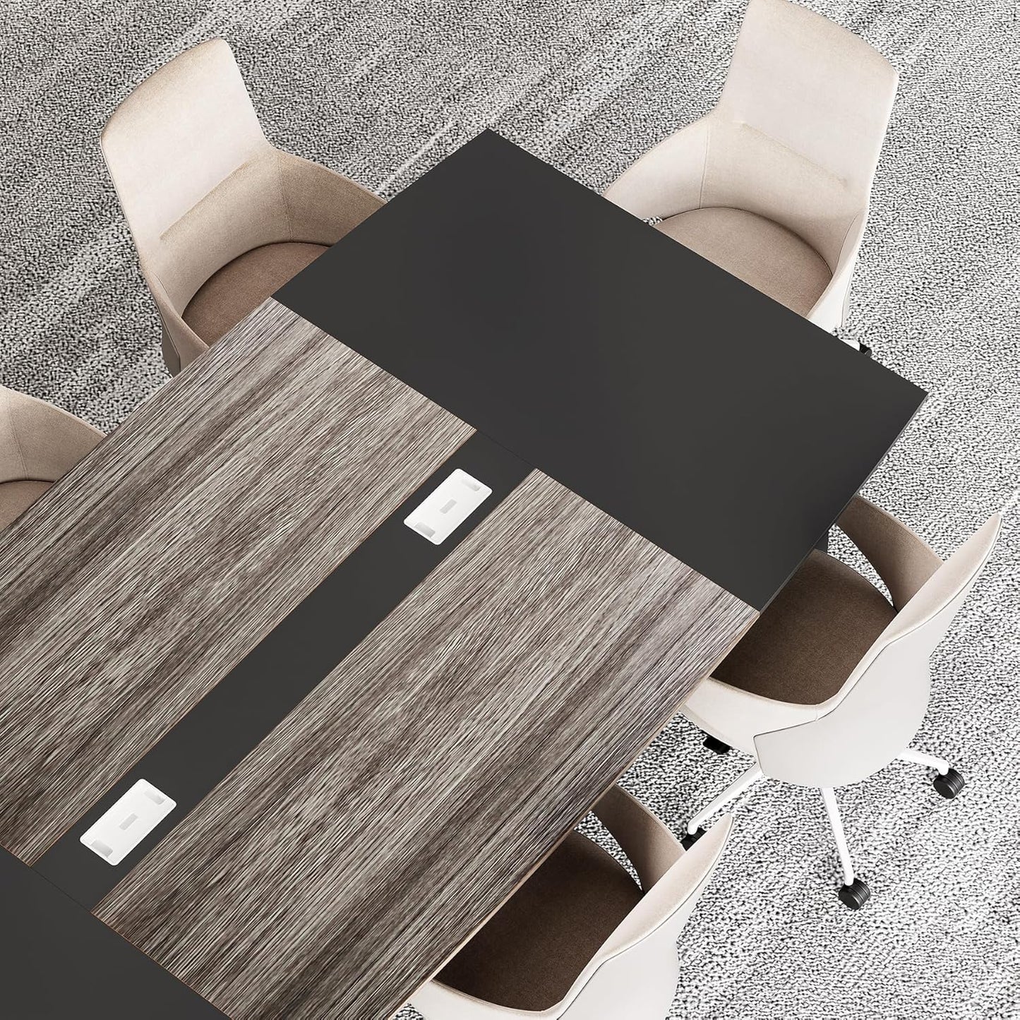 LITTLE TREE 6 FT Conference Room Table, 70.86L x 35.43W x 29.52H Inches Boat Shaped Meeting Seminar Boardroom Table