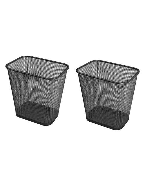 YBM HOME Mesh Wastebasket Trash Can for Home and Office Workspace, Metal Office Trash Can Rectangular-Shaped, 3.5 Gallon (2 Pack), Black 1103s