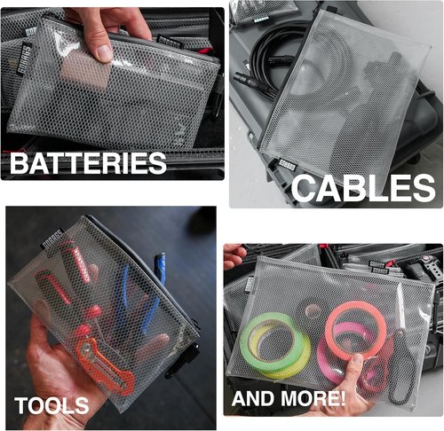 GOBAGS Clear Zipper Pouch Set - Multi-Size Cable Organizer & Travel Gear Bag for Electronics | 4-Pack