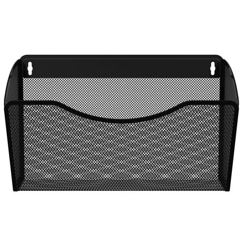 EasyPAG Wall File Holder, Single Mesh Hanging File Organizer for A4 Letter Size Paper, Wall Mount Paperwork Basket for Office, Home, School, Black