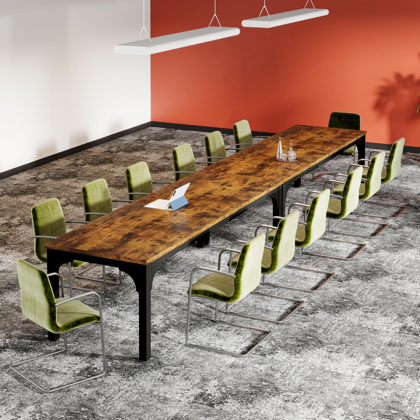 Trggivs 6.56 FT Conference Table, Super Sturdy Large Rectangle Meeting Seminar Table for 8 Person, Long Business Tables (Brown, 1PC)