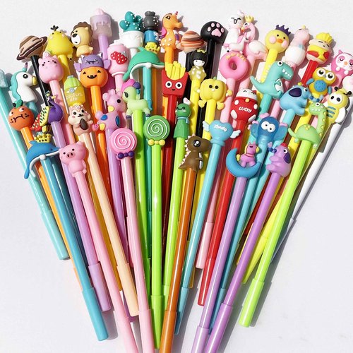 200 Pieces Cute Cartoon Blue Gel Ink Pens Cartoon Animal Writing Pens 0.5 mm Assorted Styles Pens Stationery for School Office Home Student Kids Birthday Present