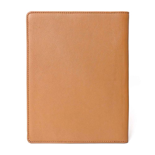 Merbaa Handmade Leather File Folder – Premium Cowhide Leather Resume Holder for Men & Women – A4/Letter Size Organizer with Pockets – Document Case for Office, Interviews, Meetings (Tan)