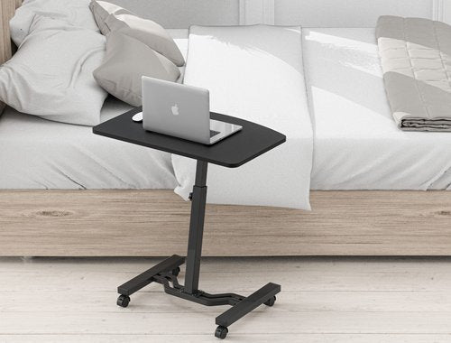 SHW Mobile Height Adjustable Laptop Rolling Cart with Height Adjustment from 28" to 33", Black