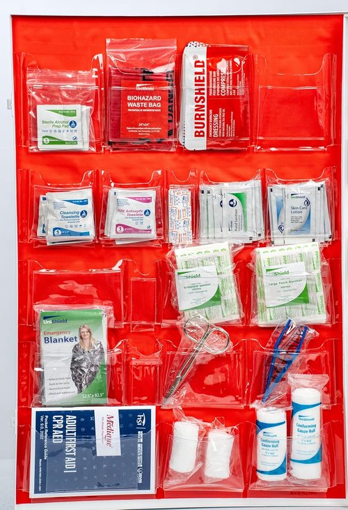Class A 4-Shelf Metal First Aid Cabinet - Large Capacity Wall-Mount Med Box | Secure & OSHA Compliant with 1,200+ Pieces