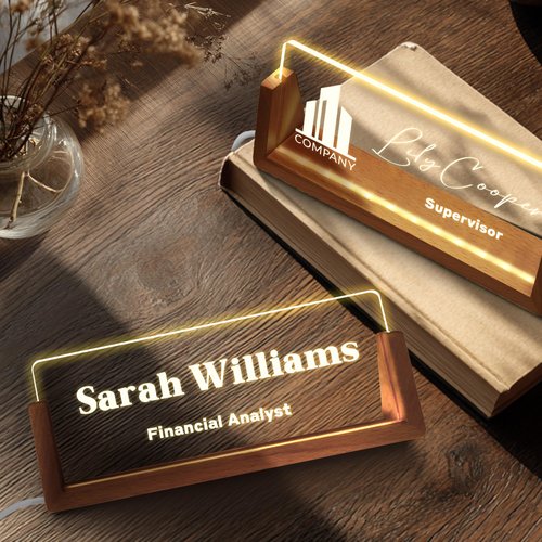 Personalized Light Up Acrylic Desk Name Plate – Custom LED Office Name Sign for Boss, Coworker, Teacher, Employee Appreciation Gift for Women & Men, Modern Office Decor