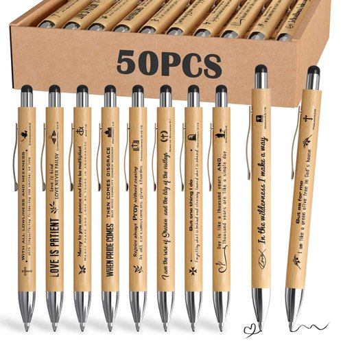 Ctsotmybs Christian Inspirational Pens With Bible Verse Stylus Ballpoint Pens Black Ink Bulk Motivational Christian Gifts for Women Men Bible Study Supplies for The Office Gifts 50 Count