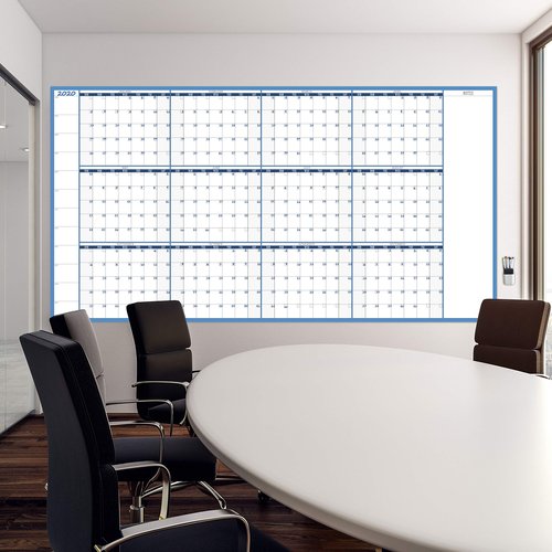 Large Dry Erase Wall Calendar - 38" x 72" - Undated Blank Reusable Yearly Calendar - Giant Whiteboard Annual Poster - Laminated Office Jumbo 12 Month Calendar