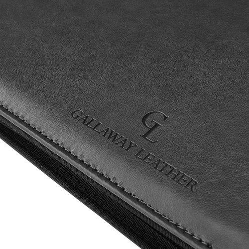 GALLAWAY LEATHER 7 Ring Checkbook Binder for Business Checks, PU Leather Check Binder Portfolio with Zipper,600 Checks Capacity,for Executive and Personal Use (Black)