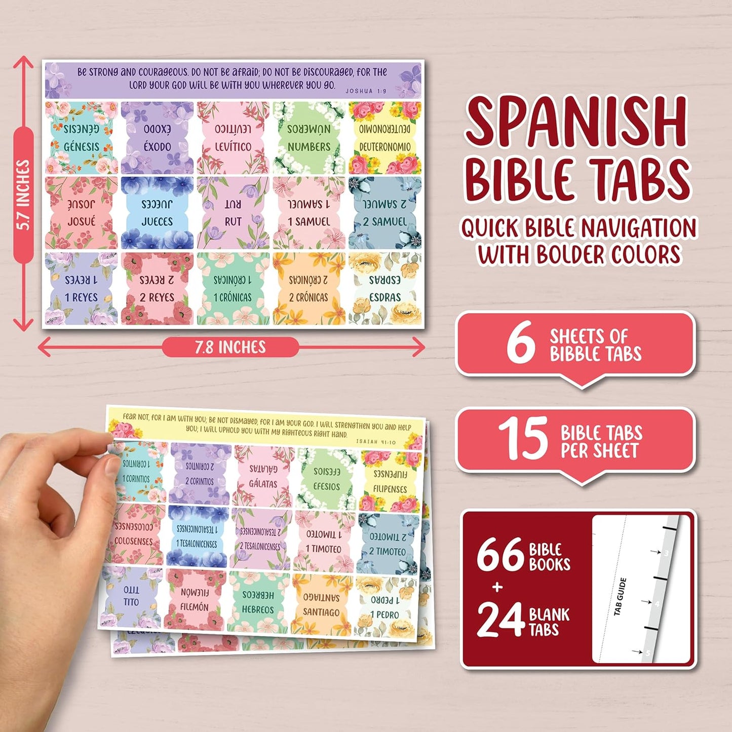 Spanish Bible Tabs | 90 Large Print Laminated Index Tabs for Easy Study - Perfect Christian Gift