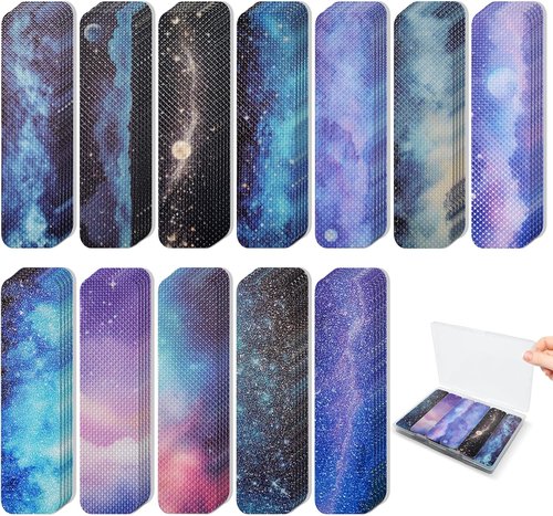 Skiennix 72-Piece Anxiety Sensory Stickers Set - Calming Fidget Strips with Storage Box | Galaxy Design