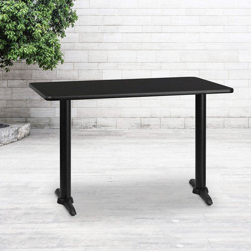 Flash Furniture 30'' x 48'' Rectangular Black Laminate Table Top with 5'' x 22'' Table Height Bases