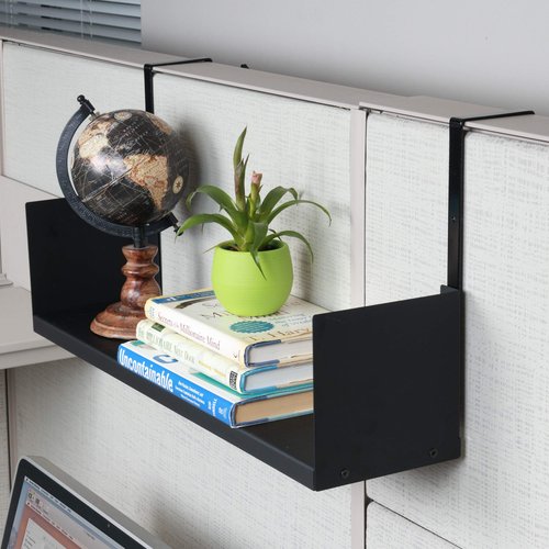 Wallniture Libro Cubicle Shelf 24" Cube Storage Organizer Bookshelf with Cubicle Hooks, Home Office Desk Organizer (Black)