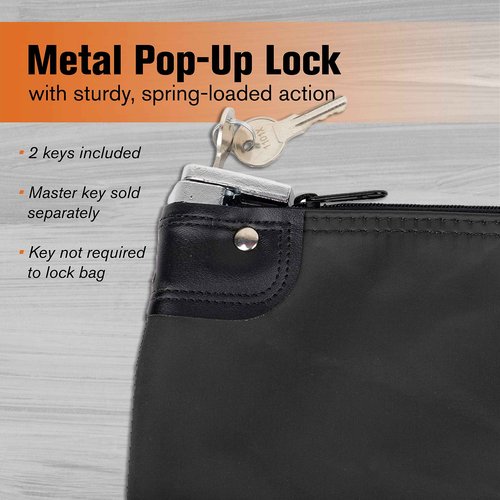 BankSupplies HIPAA Locking Courier Bags | Black | 19W x 15H | Durable Laminated Nylon Fabric | Metal Pop Up Lock | for Money, Coins, Currency, Checks & Documents