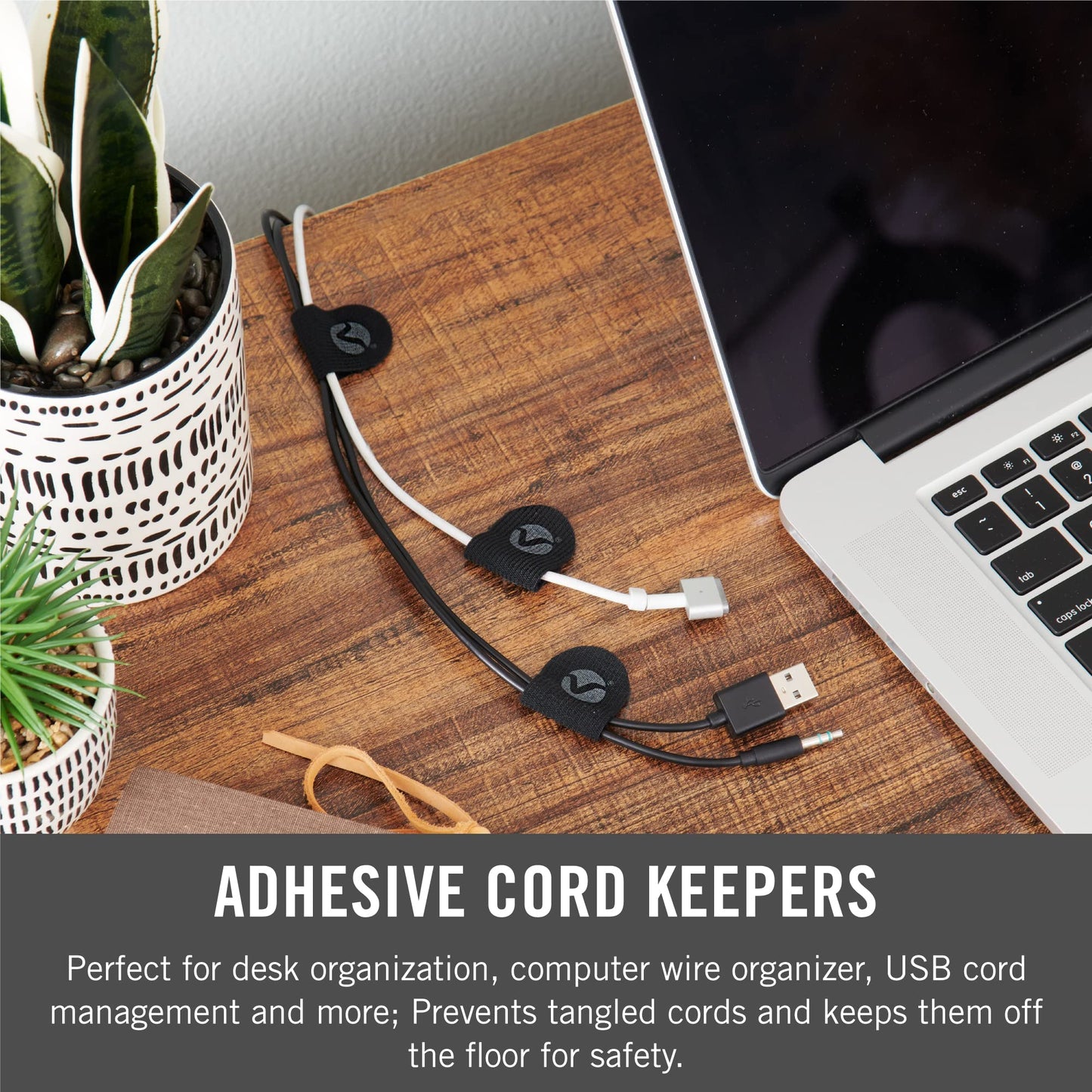 Velcro Cord Keepers 2 5/8IN X 1 1/8IN. Black - 10 Count