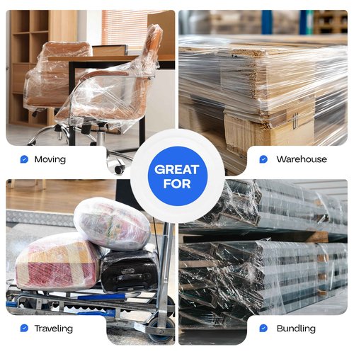IDL Packaging 3" Stretch Wrap Mini Roll, 700 feet, 120 Gauge (Pack of 12) with a Plastic Handle Included – Industrial Grade Clear Plastic Wrap – Improved Protection for Packing, Moving, or Office