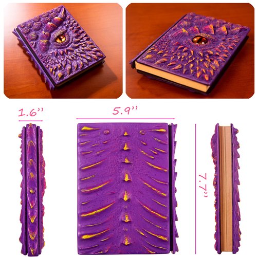 3D Dragon Eye Embossed Journal,Resin Engraving Notebook,Dnd notebook for Dragon Lovers ，Blank Paper,Hardcover Travel Notepad for Writing,Sketchbook,Collection,Gift,Decoration A4 and A5 Size (A5-Purple