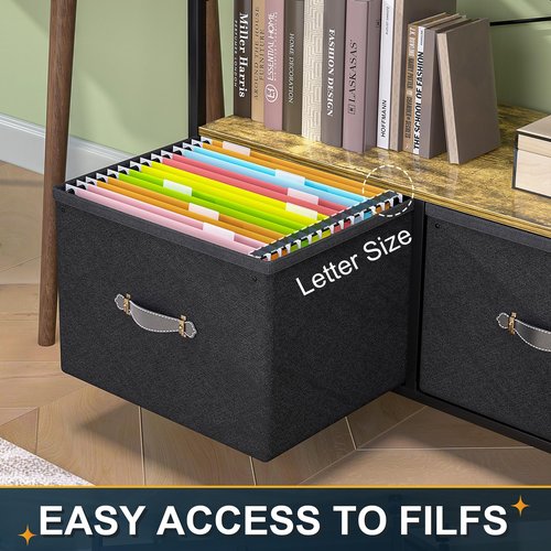 VECELO Lateral File Cabinet on Brakeable Wheels, Large Printer Stand with 3 Open Storage Shelf, Large Capacity, Ideal for Home Office, Suit for Letter Size, Brown