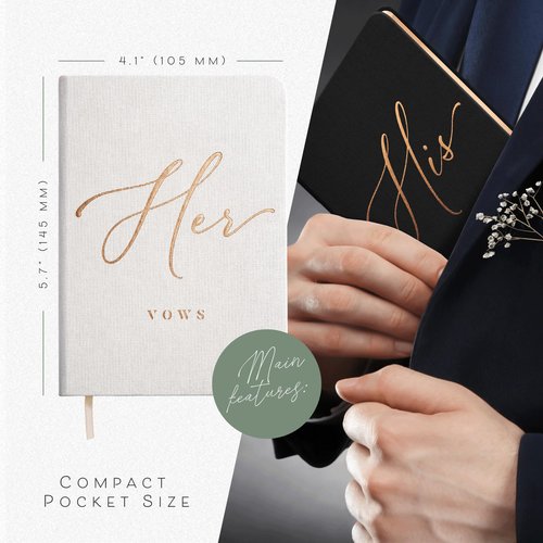 ARTESORI Vow Books His and Hers - Linen Wedding Vow Books Perfect as Bride & Groom Gifts, Wedding Registry Ideas - His & Hers Gifts Wedding Vow Book - Wedding Essentials & Accessories (White & Black)