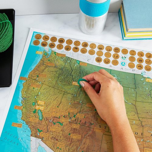 Scratch Off USA National Parks Poster - 17 x 22 Inches | Bonus USA Scratch Off Map for Outdoor Lovers