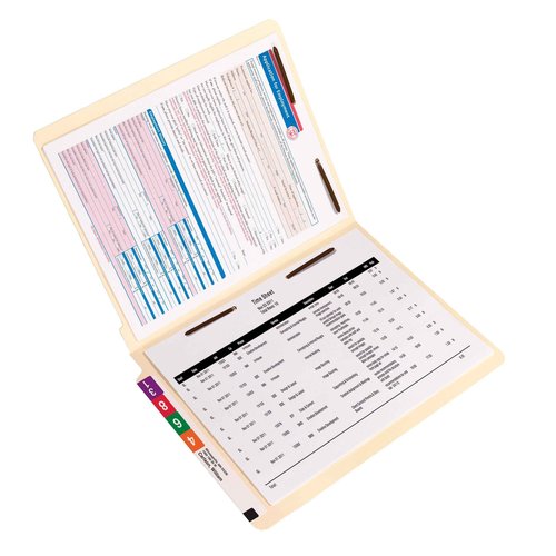 Smead End Tab Fastener File Folder, Shelf-Master® Reinforced Straight-Cut Tab, 2 Fasteners, Letter Size, Manila, 50 per Box (34120)
