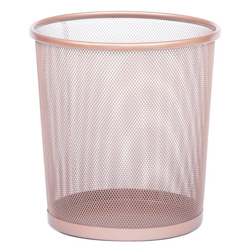 SaddleHorn Studios SHS Round Mesh Stainless Steel WasteBasket Trash Can Recycling Bin for Home, Office, Bathroom, Bedroom & Kitchen, 3.5 Gallon / 12L, 11” Height x 10” Diameter Garbage Can (Rose Gold)