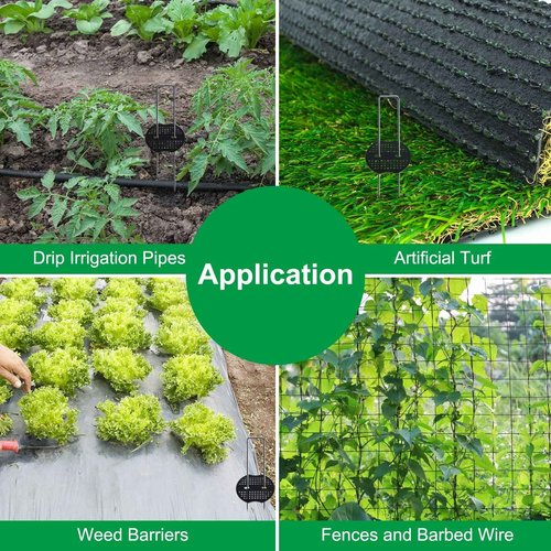 Finderomend 200 Pack Landscape Staples and 200 Pack Gaskets, 11 Gauge 6in Galvanized Steel Garden Staples with Black Pad for Landscape Fabric Supplies for Weed Barrier Fabric