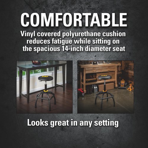 CAT Heavy-Duty Pneumatic Shop Stool, Wrinkle Powder Coat Finish, Black and Yellow - 980815ECE